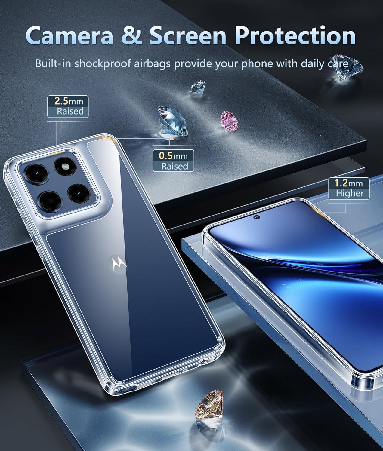FNTCASE for Motorola Moto-G Stylus-5G-2025 Case: Military Grade Drop Protection Anti Yellowing Cell Phone Cover - Rugged Shockproof Protective Bumper Transparent Cases(Clear)