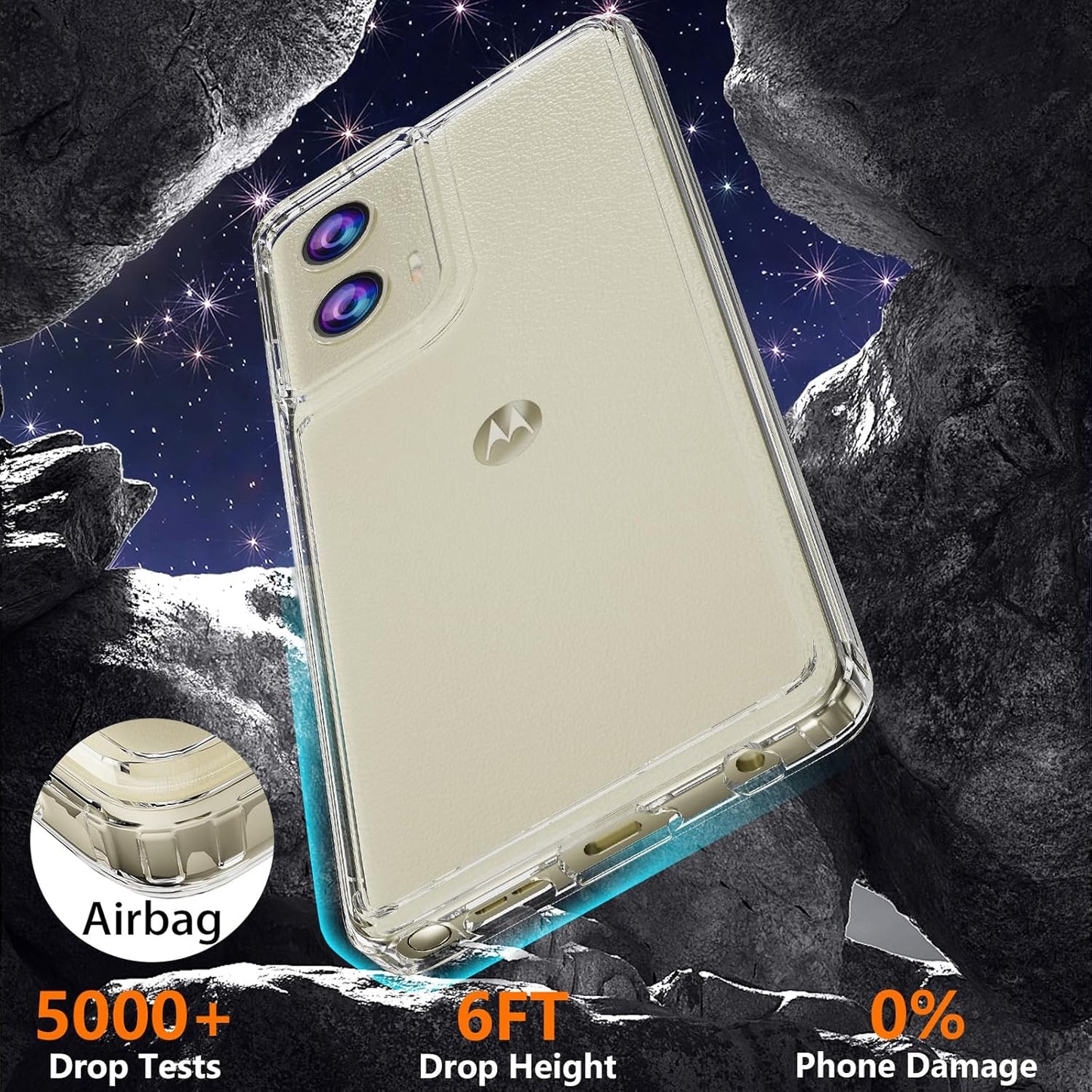 Case for Motorola Moto G Stylus 5G 2024 Case with Tempered Glass Screen Protector, Hard PC Back Cover Soft TPU Edge Bumper Design Phone Case for Women Men Girl Boy (Clear)