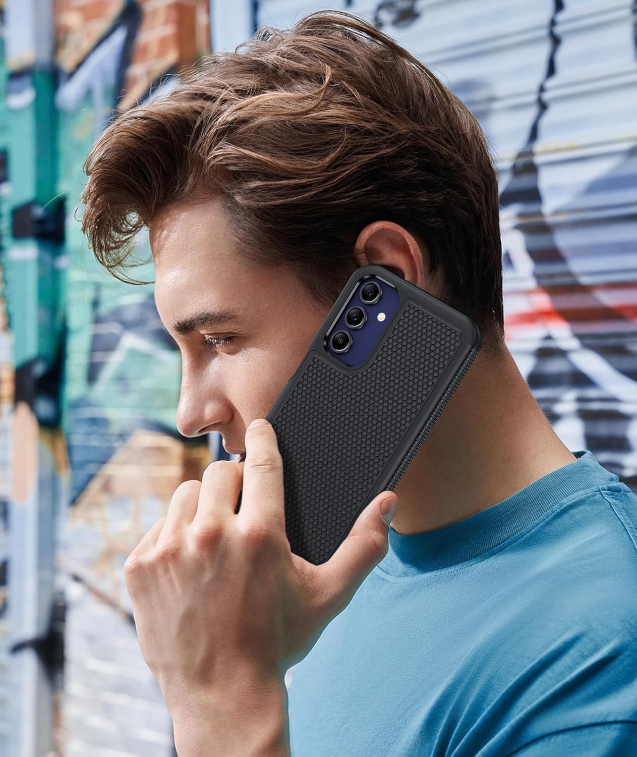 FNTCASE for Samsung Galaxy A15-5G Case: Dual Layer Protective Heavy Duty Cell Phone Cover Shockproof Rugged with Non Slip Textured Back - Military Protection Bumper Tough - 2024, 6.5inch Black