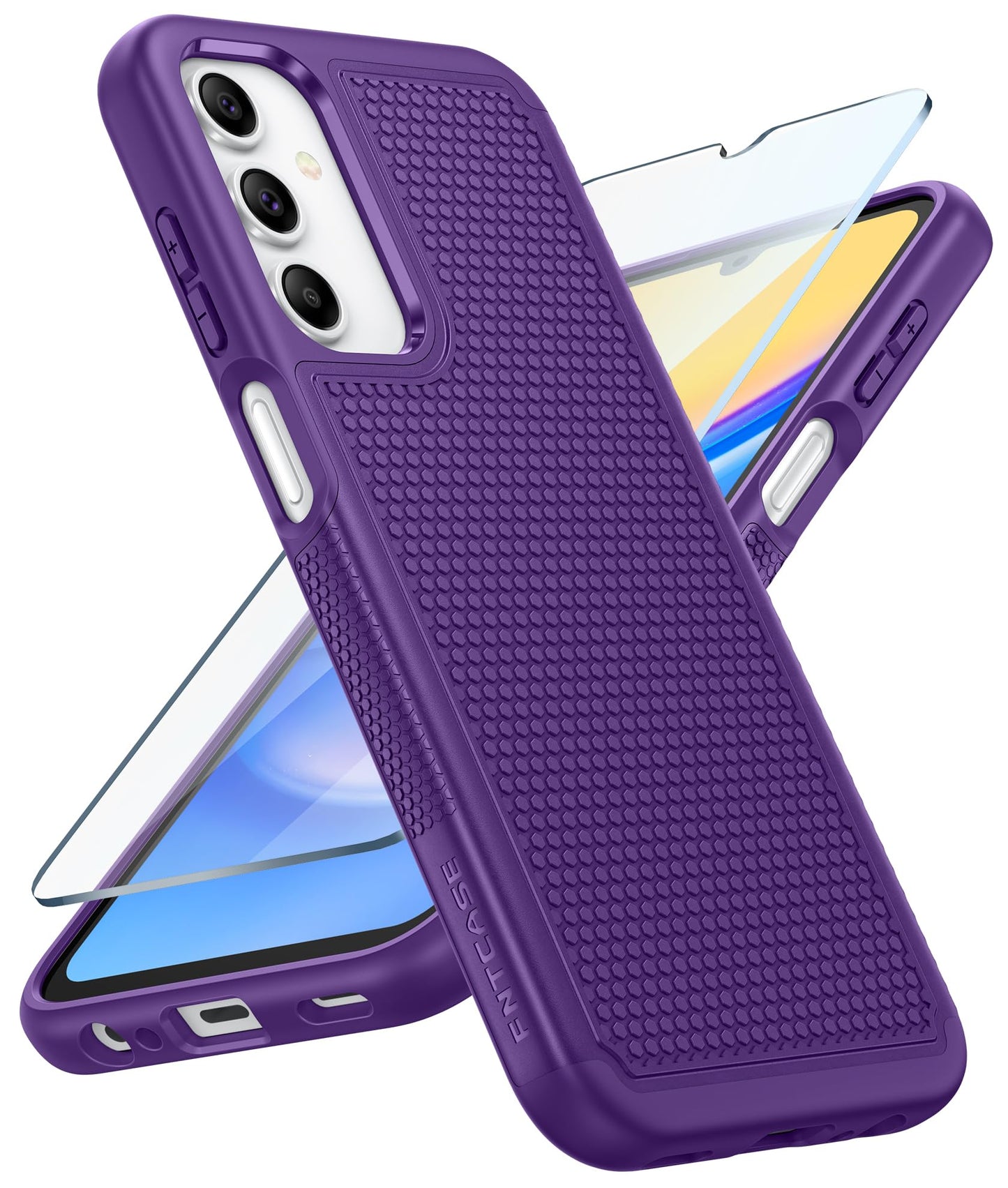 FNTCASE for Samsung Galaxy A15-5G Case: Dual Layer Protective Heavy Duty Cell Phone Cover Shockproof Rugged with Non Slip Textured Back - Military Protection Bumper Tough - 2024, 6.5inch Black
