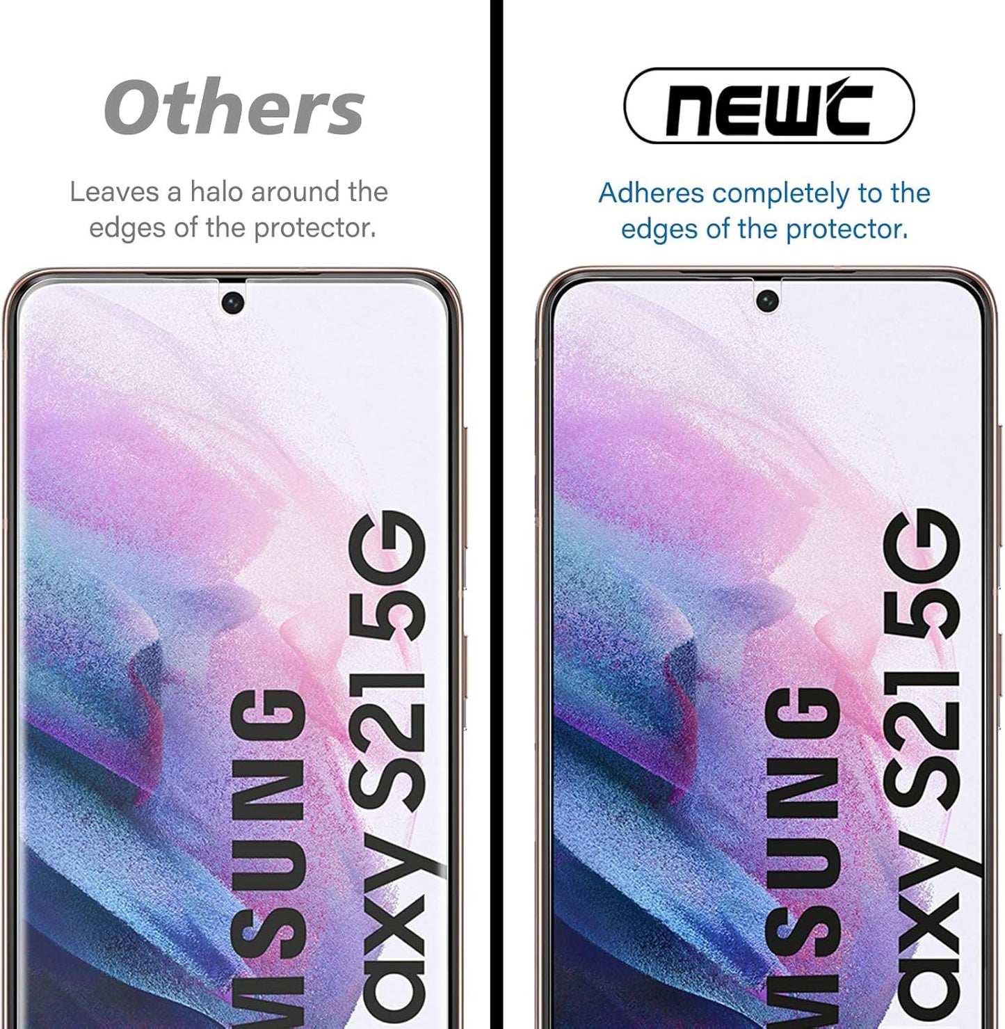 NEW'C 3 Pack Designed for Samsung Galaxy S21 5G (6.2), Screen Protector Tempered Glass, Scratch-Proof, Bubble-Free, Ultra Resistant (0.26 mm HD Ultra Transparent) 9H Hardness Glass