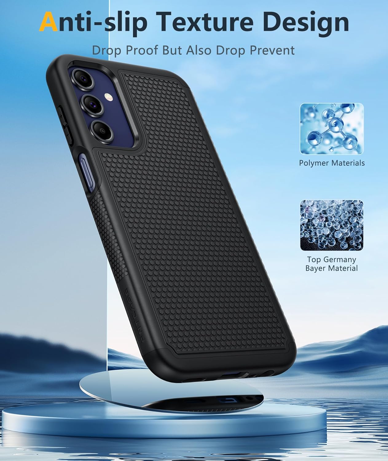 FNTCASE for Samsung Galaxy A15-5G Case: Dual Layer Protective Heavy Duty Cell Phone Cover Shockproof Rugged with Non Slip Textured Back - Military Protection Bumper Tough - 2024, 6.5inch Black
