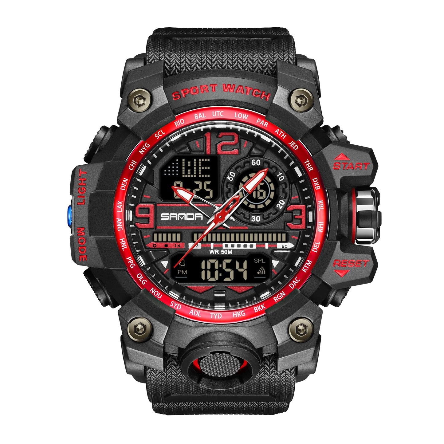 KXAITO Men's Watches Sports Outdoor Waterproof Military Watch Date Multi Function Tactics LED Face Alarm Stopwatch for Men 3133