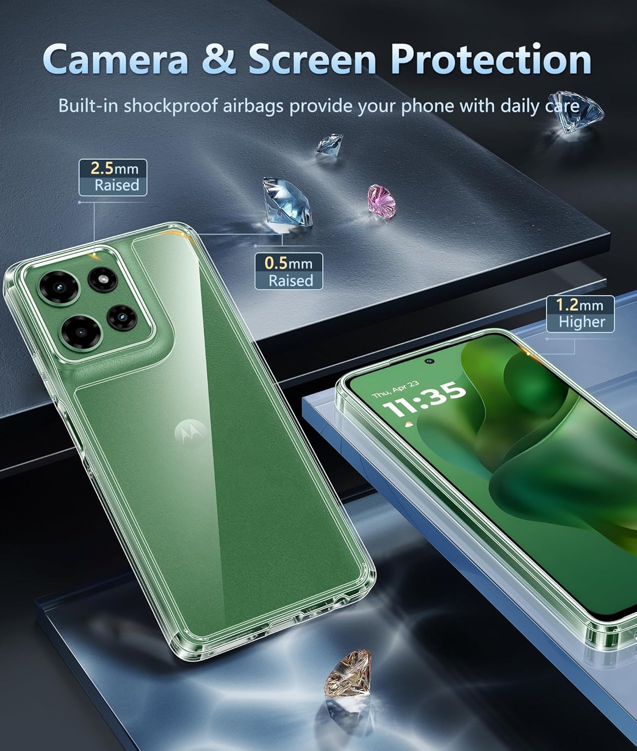FNTCASE for Motorola Moto G-Power-5G-2025 Case: Military Grade Drop Protection Anti Yellowing Cell Phone Cover - Rugged Shockproof Protective Bumper Transparent Cases(Clear)