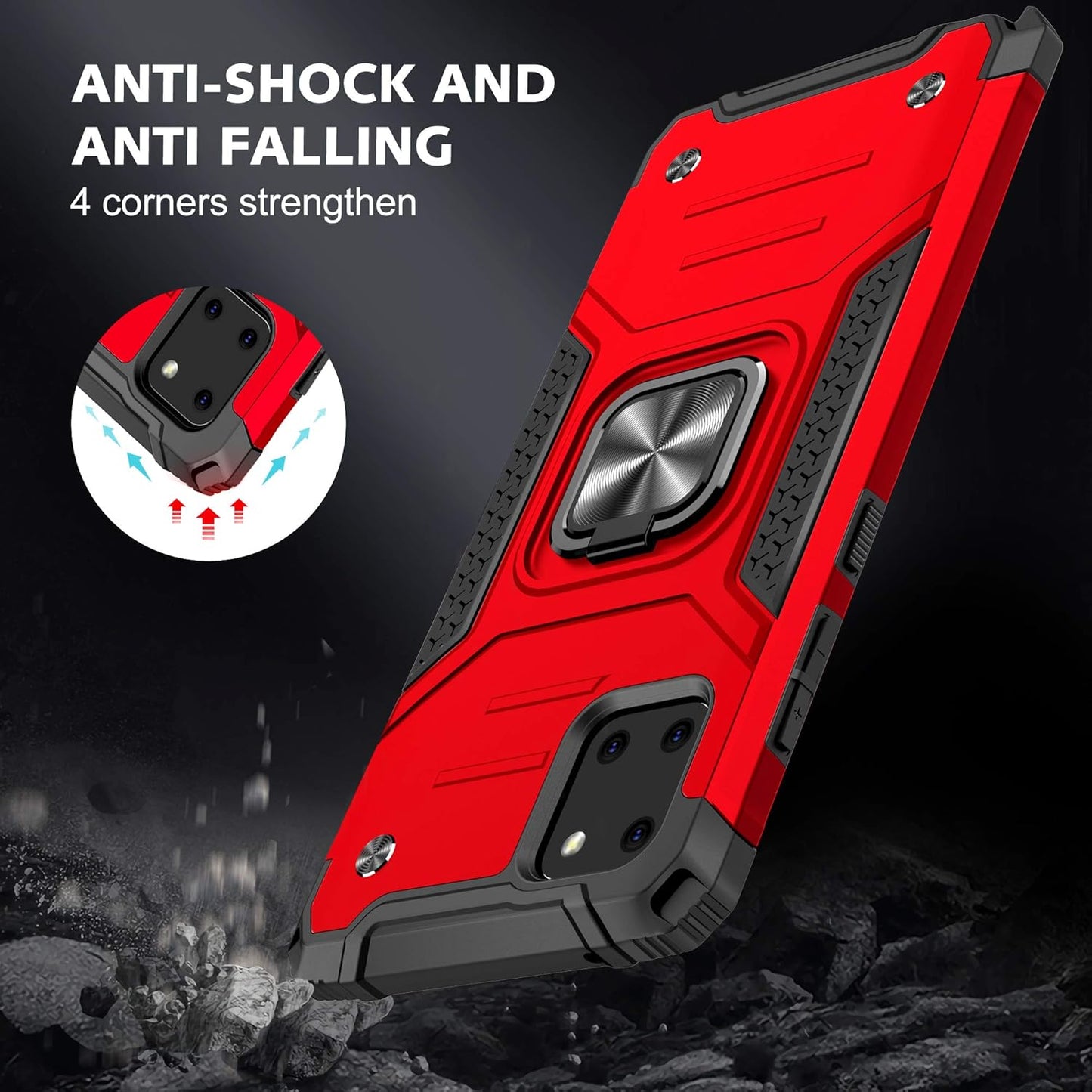 Asuwish Phone Case for Samsung Galaxy Note 10 Lite with Tempered Glass Screen Protector Cover and Ring Holder Stand Slim Hybrid Protective Kickstand Cell Accessories A81 M60S N770F Women Men Red