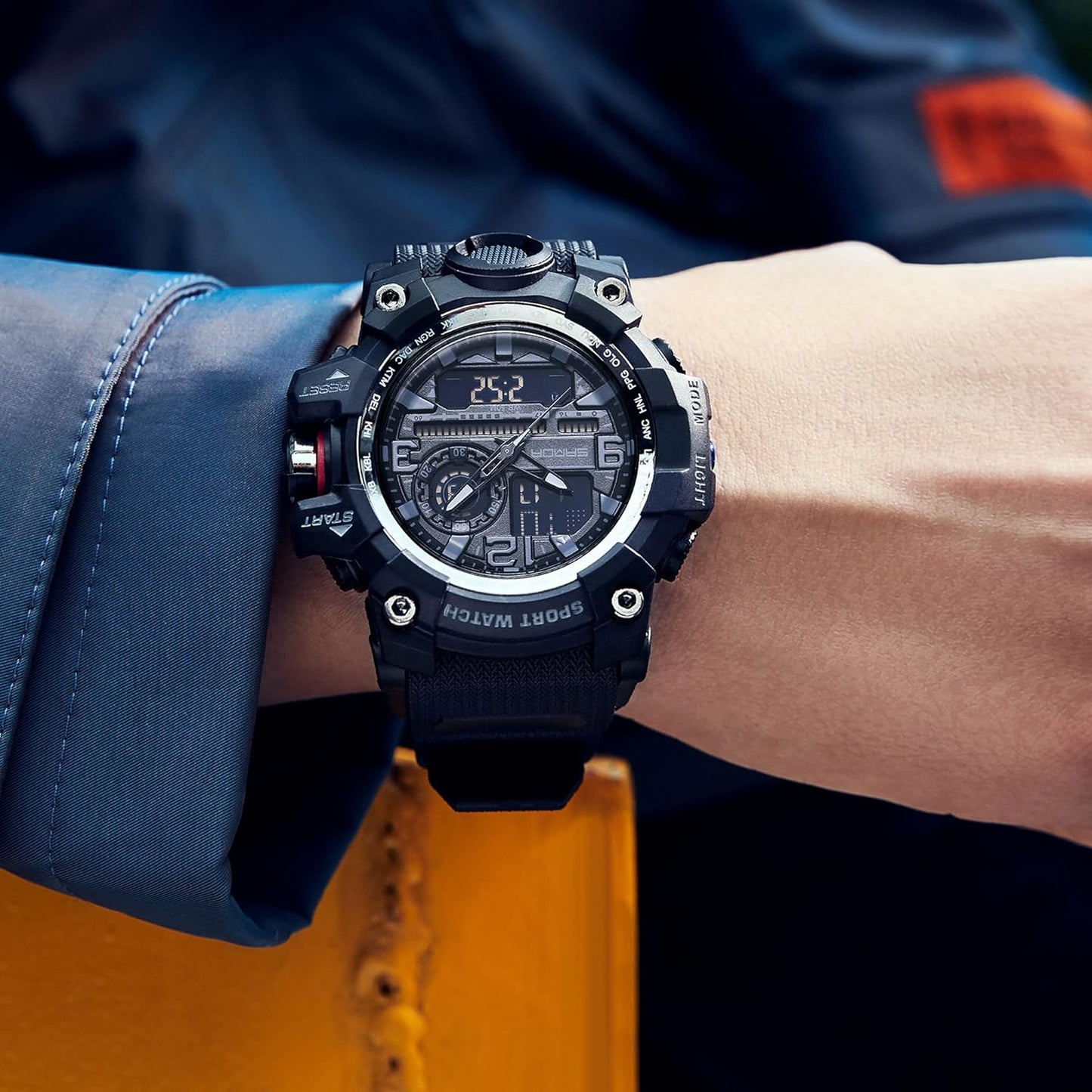 KXAITO Men's Watches Sports Outdoor Waterproof Military Watch Date Multi Function Tactics LED Face Alarm Stopwatch for Men 3133