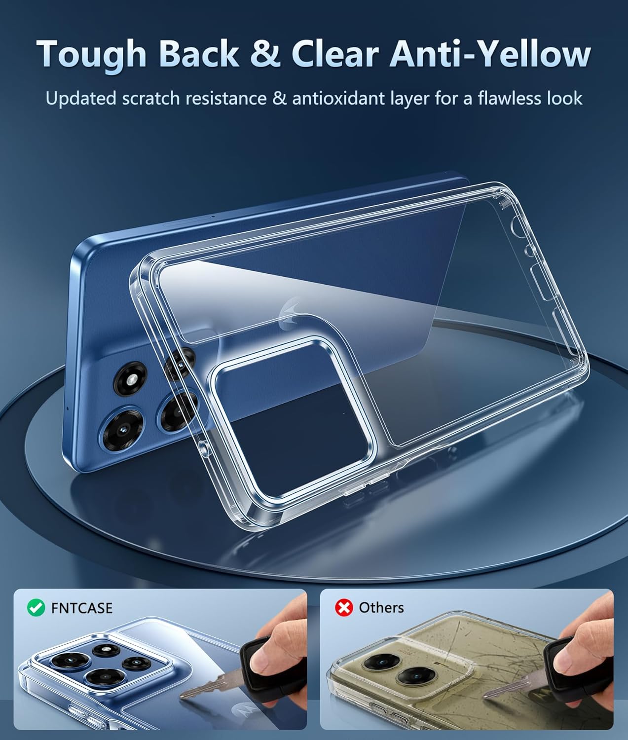 FNTCASE for Motorola Moto G 2025 Case: Military Drop Protection Anti Yellowing Cell Phone Cover - Rugged Shockproof Protective Transparent Slim Cases for Moto G 5G 2025 (Clear)