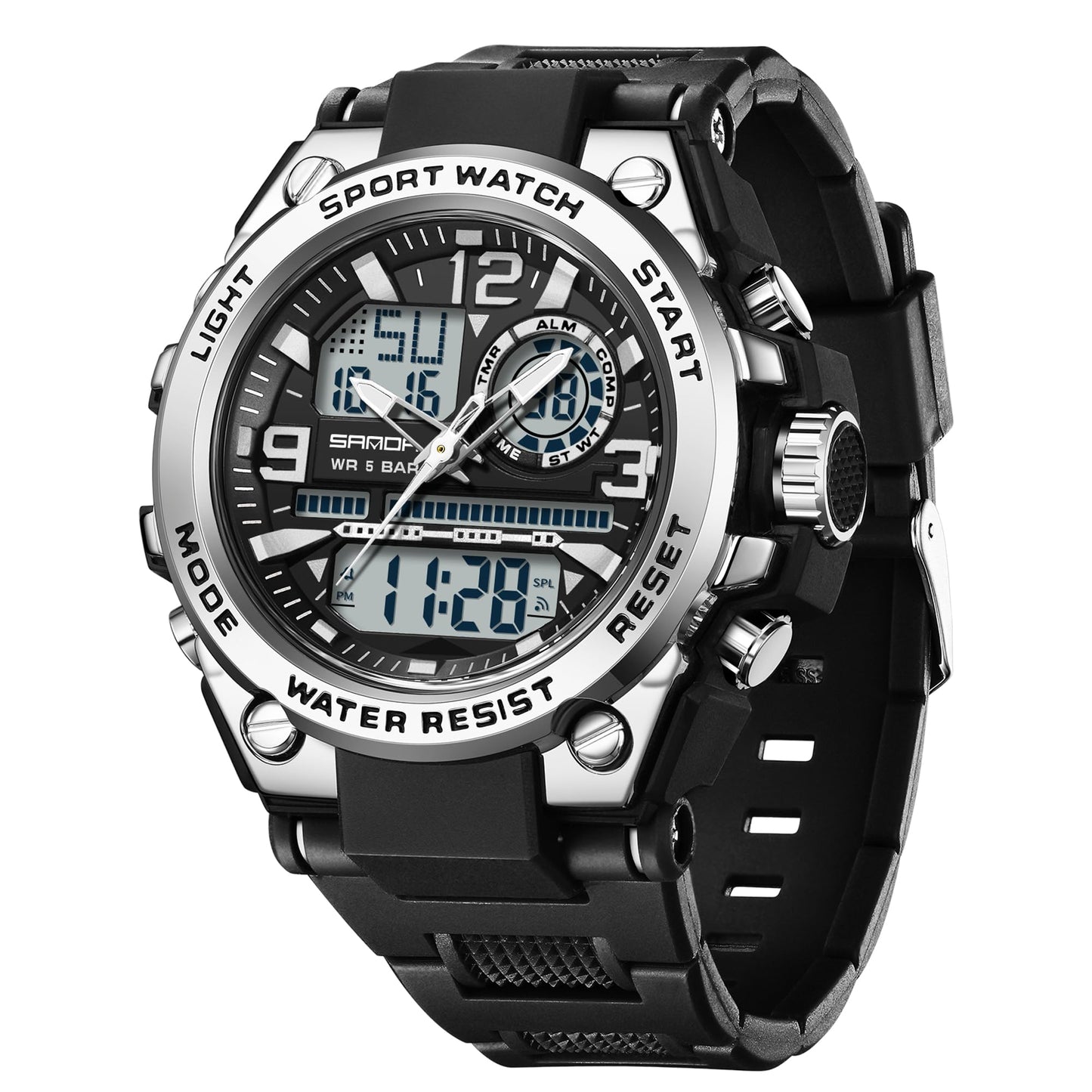 KXAITO Men's Watches Sports Outdoor Waterproof Military Watch Date Multi Function Tactics LED Alarm Stopwatch