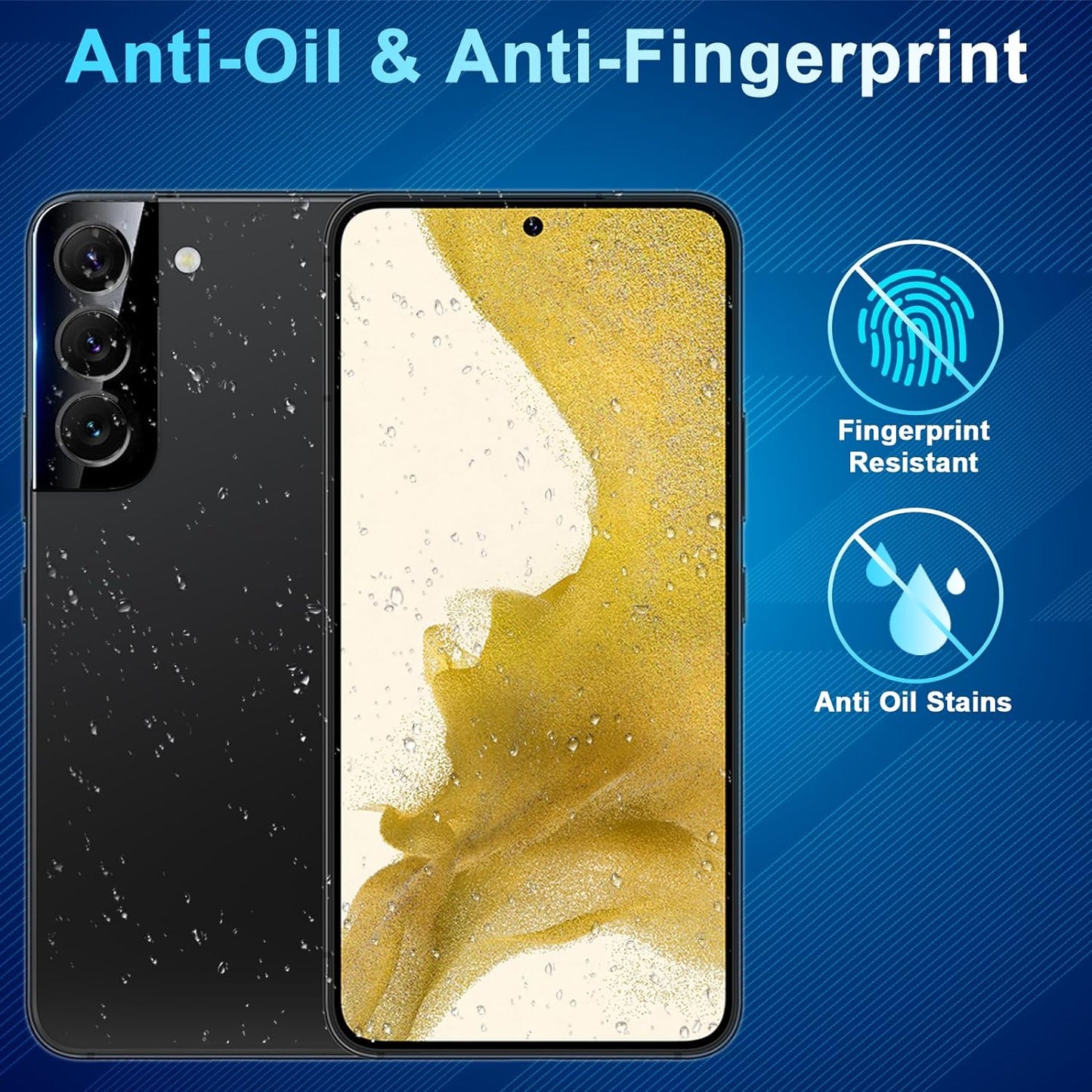 2+2 Pack Privacy Screen Protector Compatible with Galaxy S22 5G, 2 Tempered Glass with 2 Camera Lens Protectors - HD Clear - Bubble-Free - Anti-Spy - Scratch Resistant