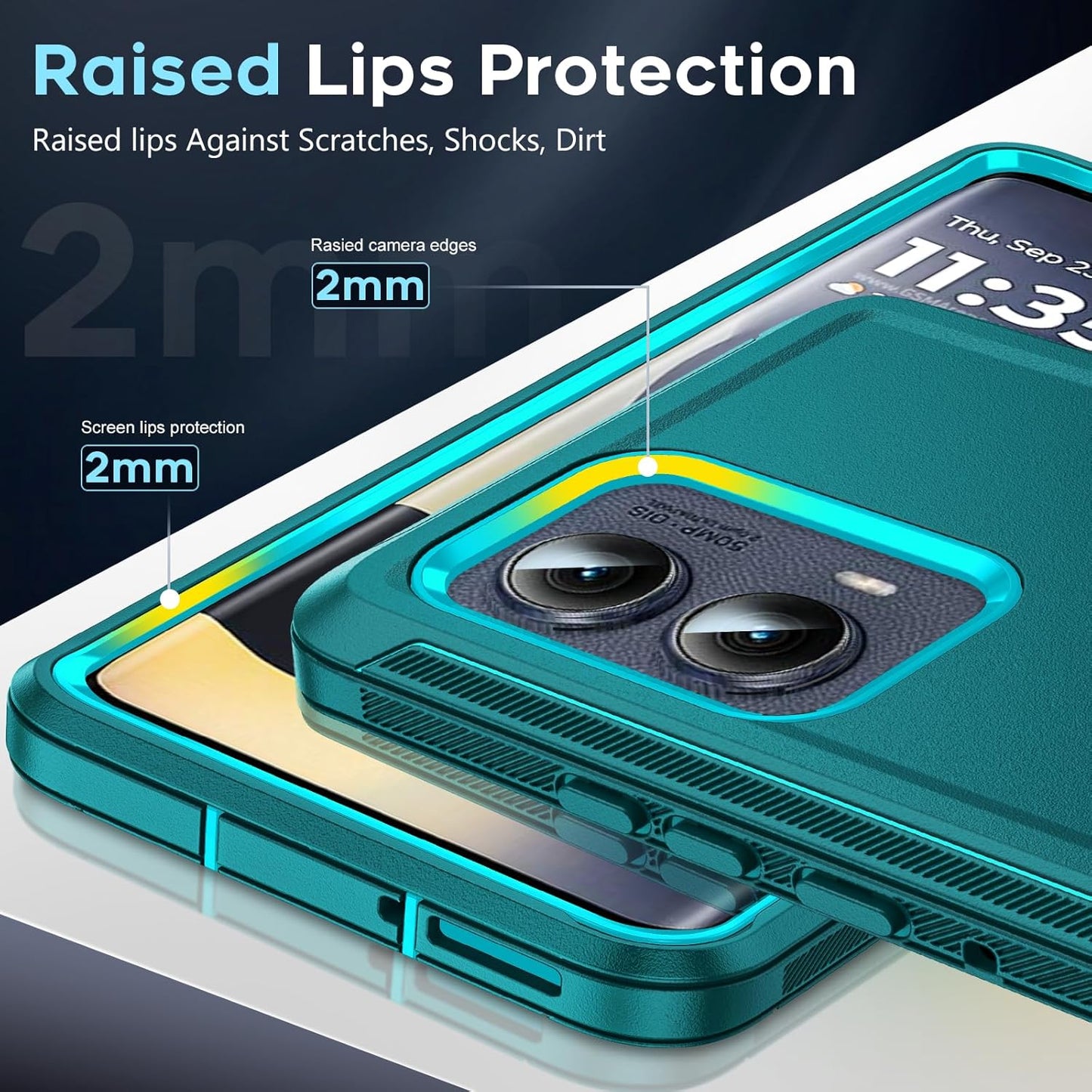 LeYi for Motorola-Edge-2024 Case: Moto Edge-2024 Cover【NOT FIT Edge 50/ G 5G 2024】 3 in 1 Rugged, Military Grade Dust Drop Shockproof Protective Cell Phone Android Funda para Edge2024 6.6", Teal