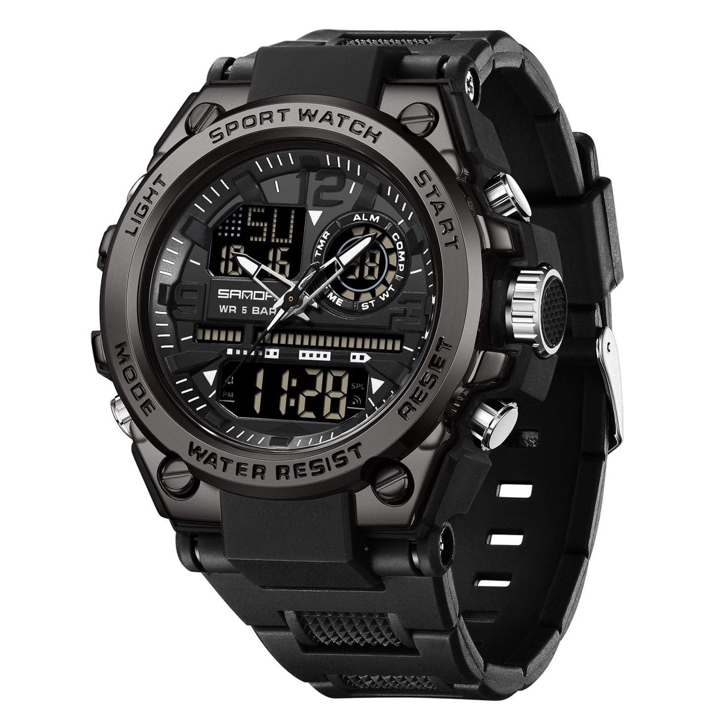 KXAITO Men's Watches Sports Outdoor Waterproof Military Watch Date Multi Function Tactics LED Alarm Stopwatch