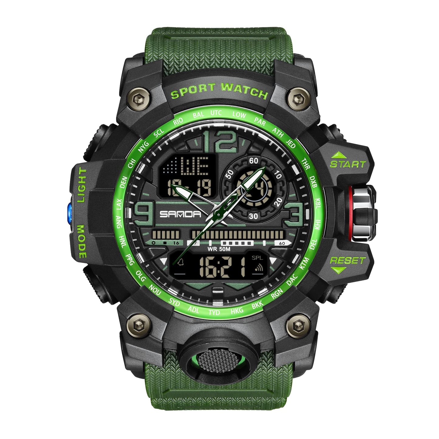 KXAITO Men's Watches Sports Outdoor Waterproof Military Watch Date Multi Function Tactics LED Face Alarm Stopwatch for Men 3133