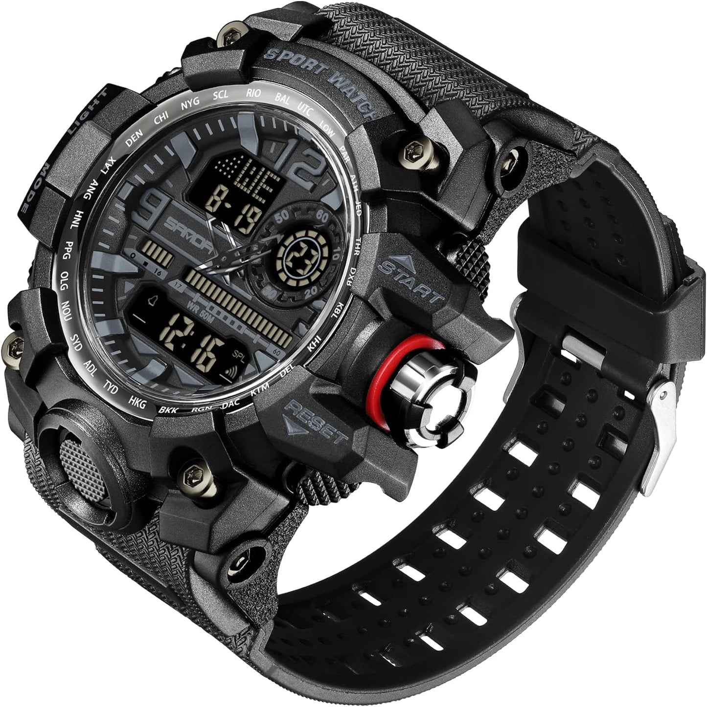 KXAITO Men's Watches Sports Outdoor Waterproof Military Watch Date Multi Function Tactics LED Face Alarm Stopwatch for Men 3133