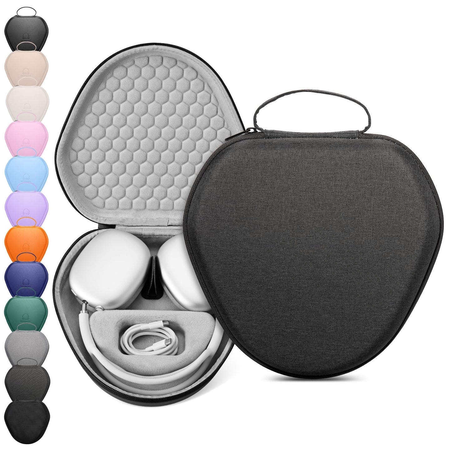 for Airpods Max Case Cover,Smart Case with Sleep Mode Made by Air pods,Compatible with Apple AirPod Max,Protective Carry Travel Cover AirPod Pro Max Cases,Headphone,Black