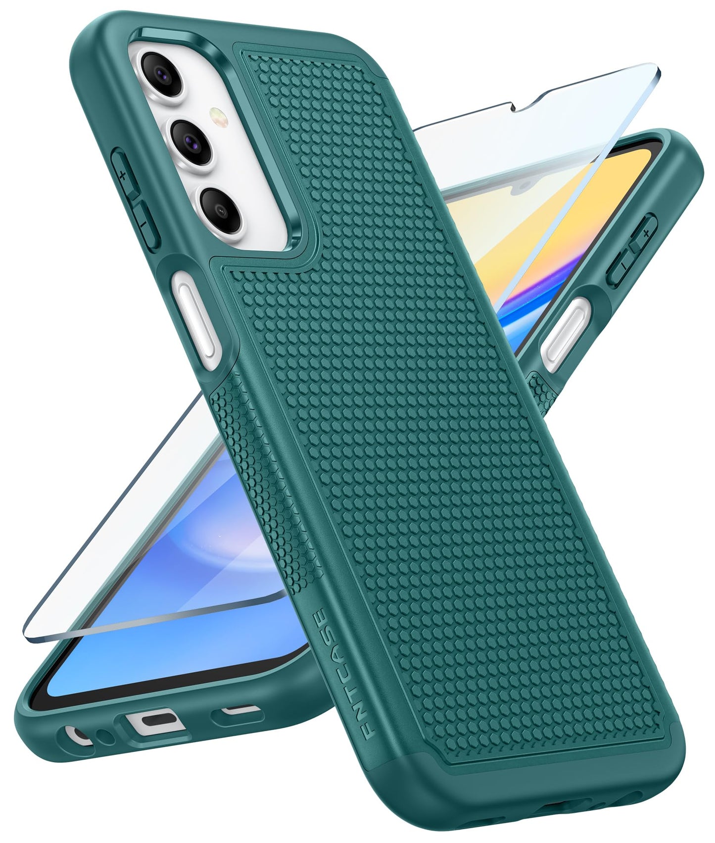 FNTCASE for Samsung Galaxy A15-5G Case: Dual Layer Protective Heavy Duty Cell Phone Cover Shockproof Rugged with Non Slip Textured Back - Military Protection Bumper Tough - 2024, 6.5inch Black
