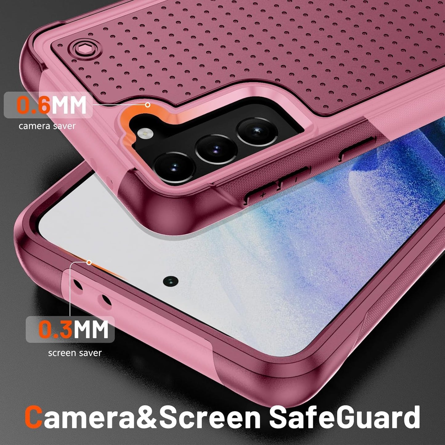 Designed for Samsung Galaxy S21 Plus Case S21+ Case Gift Militay Grade Drop Protective Rugged Heavy Duty Cover Shockproof Case for Galaxy S21 Plus Phone Case for women men boy girl (Pink+Rose Red)