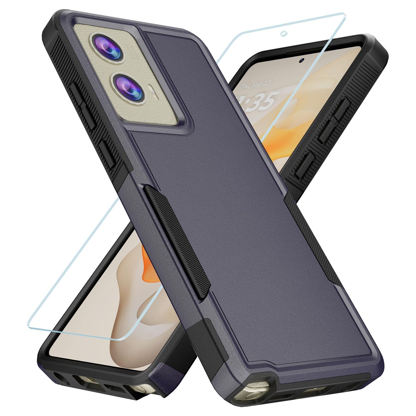 Case for Motorola Moto G Stylus 5G 2024 Case with Tempered Glass Screen Protector, Hard PC Back Cover Soft TPU Edge Bumper Design Phone Case for Women Men Girl Boy (Clear)