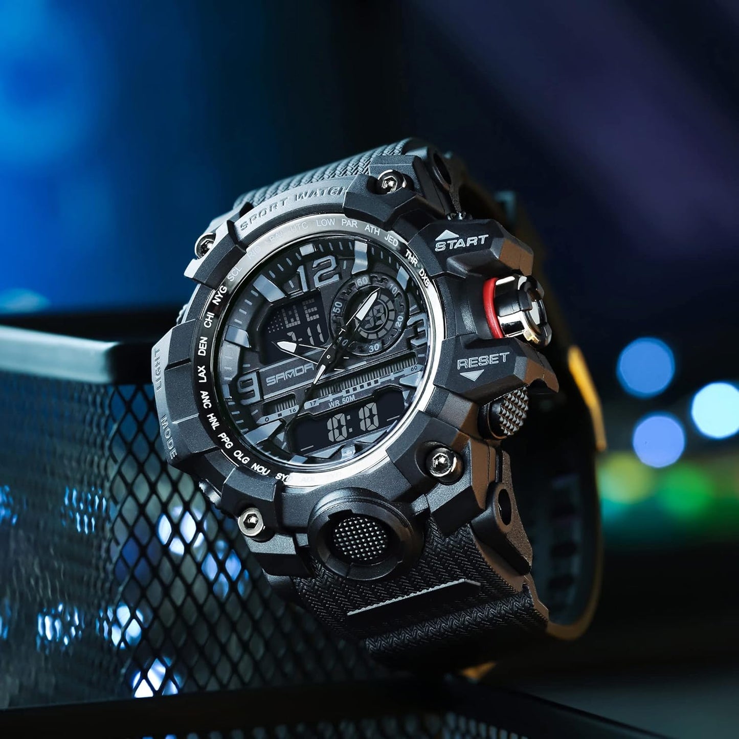 KXAITO Men's Watches Sports Outdoor Waterproof Military Watch Date Multi Function Tactics LED Face Alarm Stopwatch for Men 3133