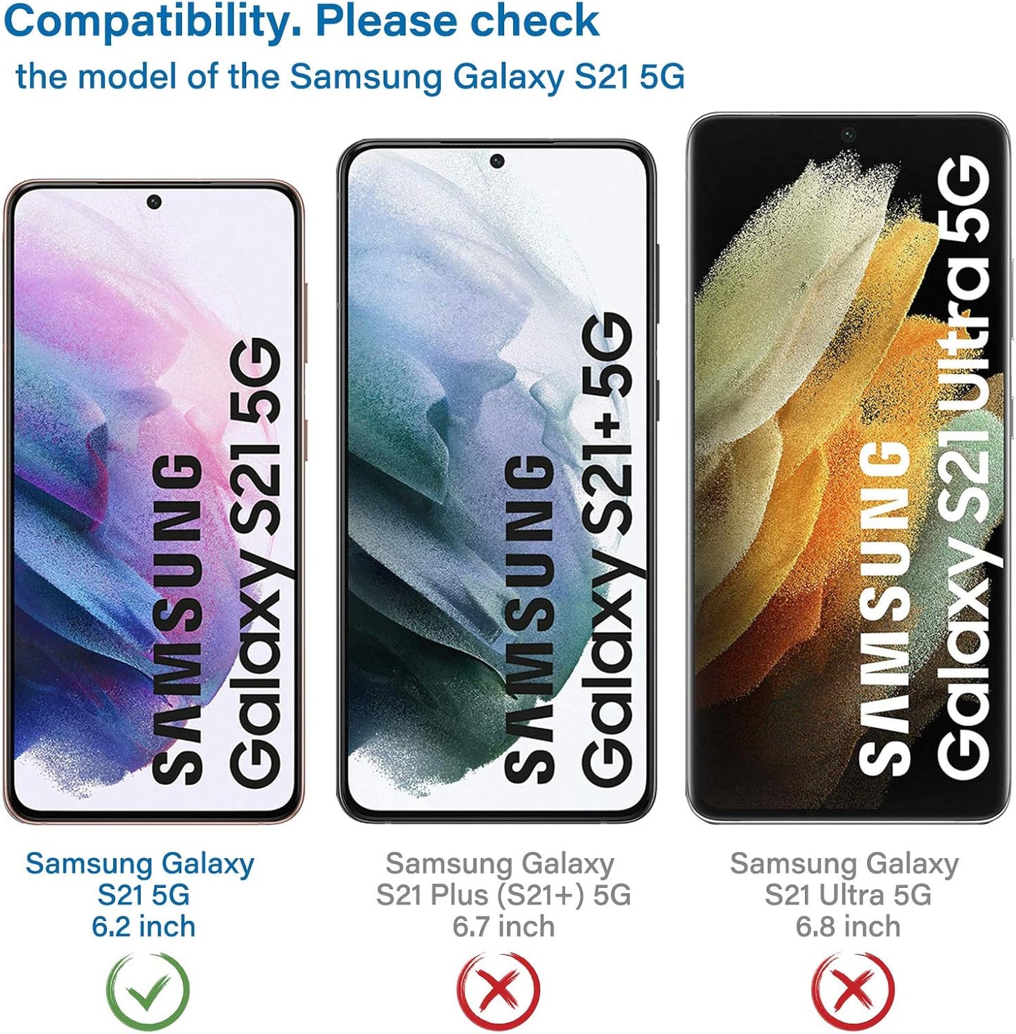 NEW'C 3 Pack Designed for Samsung Galaxy S21 5G (6.2), Screen Protector Tempered Glass, Scratch-Proof, Bubble-Free, Ultra Resistant (0.26 mm HD Ultra Transparent) 9H Hardness Glass