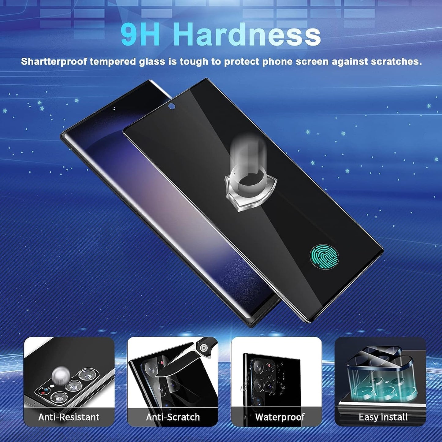 2+2 Pack Privacy Screen Protector Compatible with Galaxy S23 Ultra 5G - 2 Privacy Film + 2 Camera Lens Tempered Glass, High Clarity Bubble Free, Anti-Spy Protection