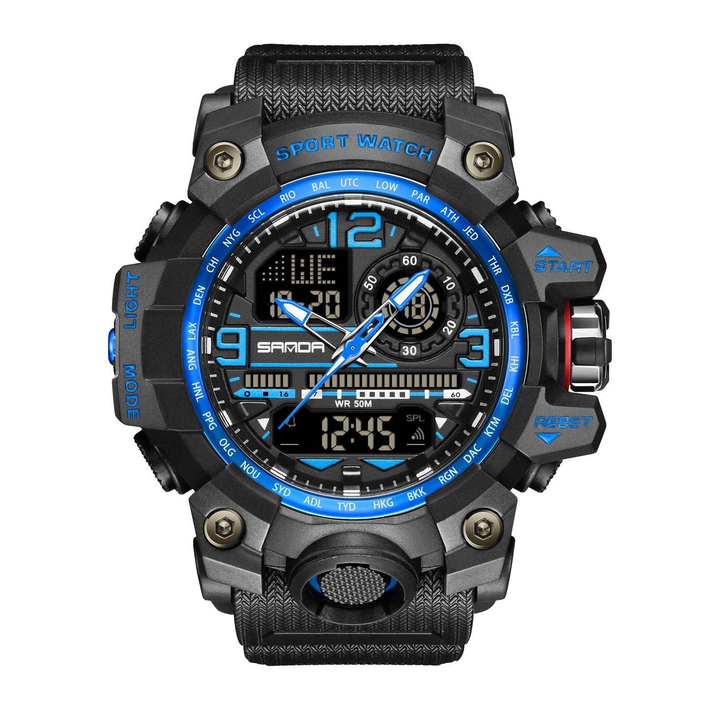 KXAITO Men's Watches Sports Outdoor Waterproof Military Watch Date Multi Function Tactics LED Face Alarm Stopwatch for Men 3133