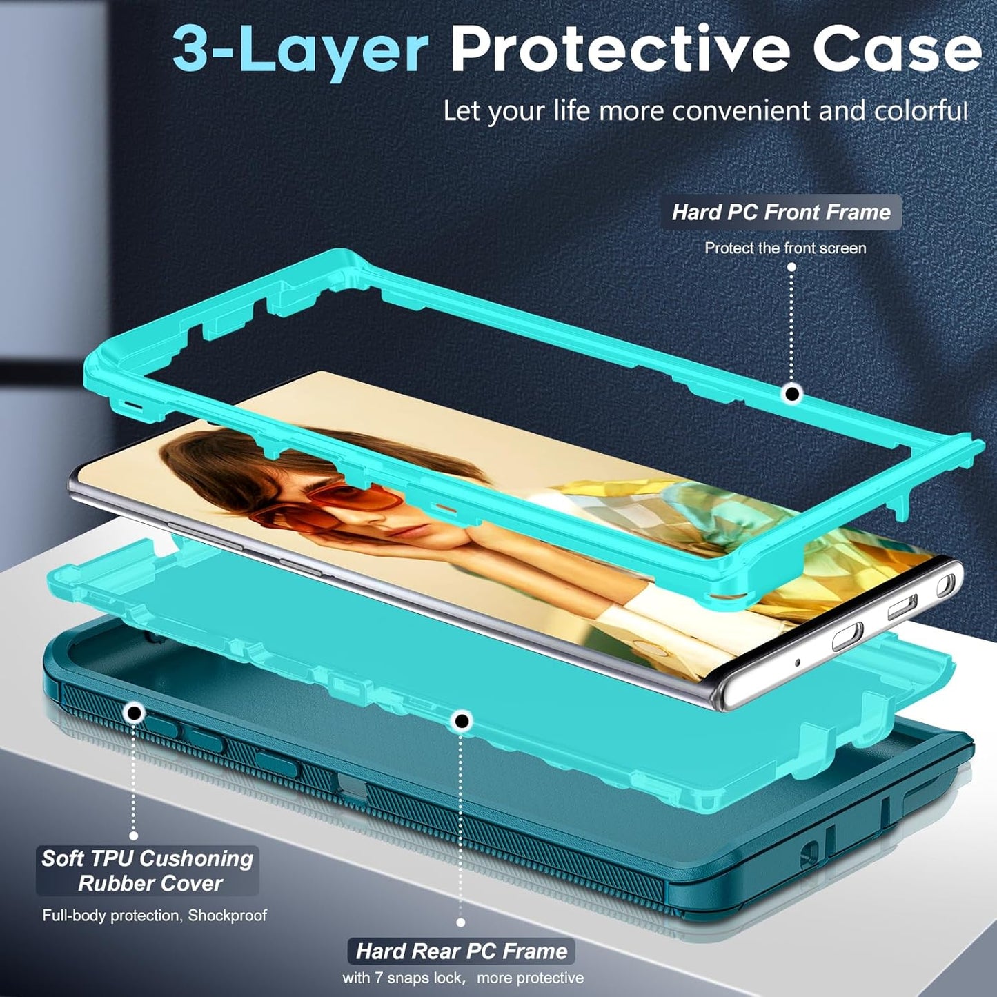 LeYi Compatible for Samsung Galaxy Note 10 Plus Case: Heavy Duty 3 in 1 Note 10 Plus Phone Case, Military Grade Shockproof Phone Case Cover for Samsung Note 10 Plus, Teal
