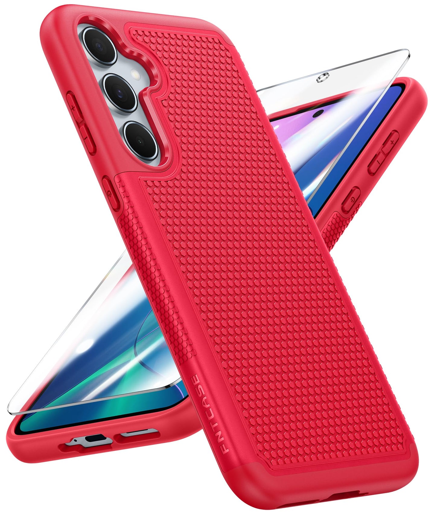 FNTCASE for Samsung Galaxy A15-5G Case: Dual Layer Protective Heavy Duty Cell Phone Cover Shockproof Rugged with Non Slip Textured Back - Military Protection Bumper Tough - 2024, 6.5inch Black