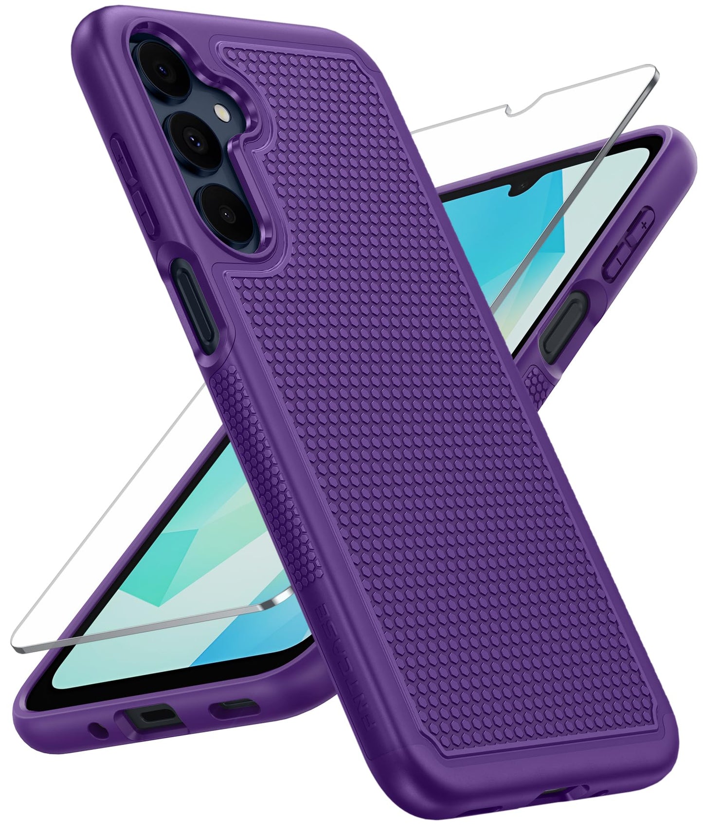FNTCASE for Samsung Galaxy A15-5G Case: Dual Layer Protective Heavy Duty Cell Phone Cover Shockproof Rugged with Non Slip Textured Back - Military Protection Bumper Tough - 2024, 6.5inch Black