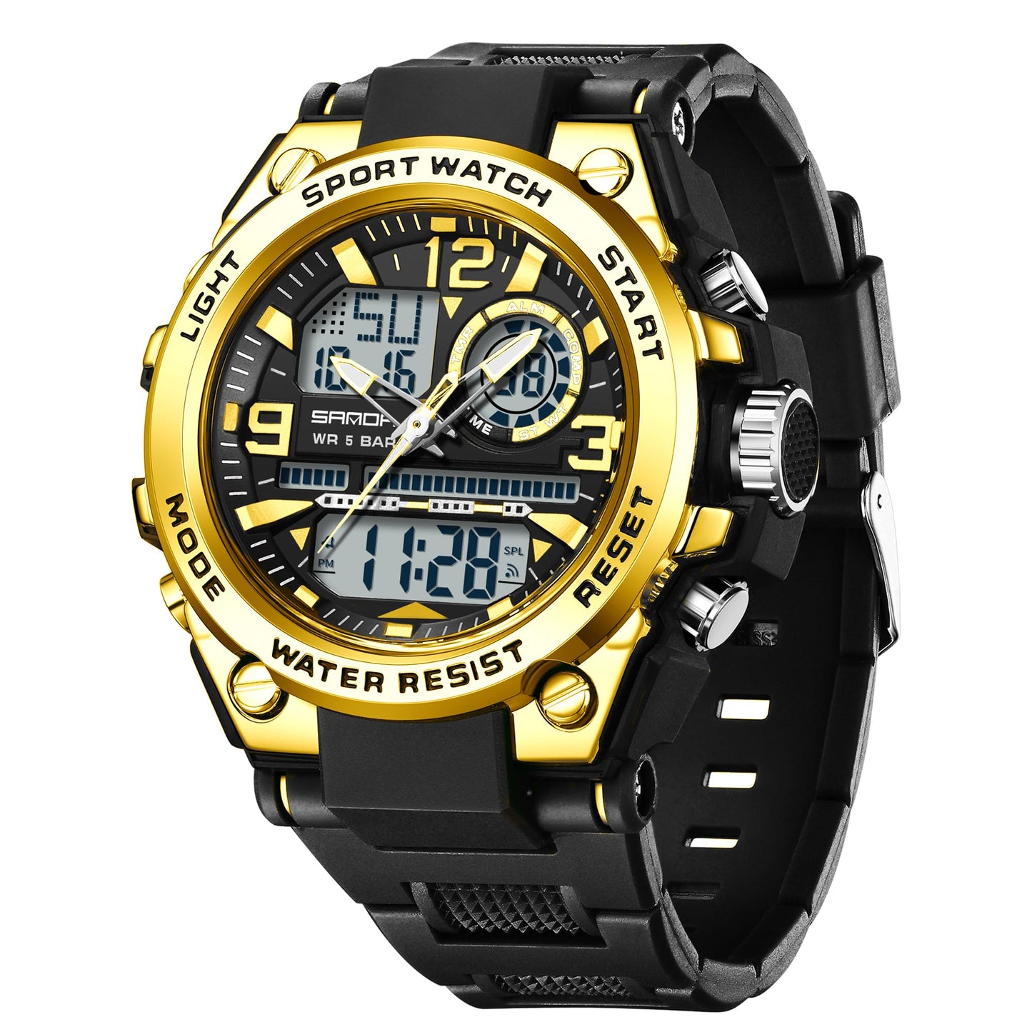 KXAITO Men's Watches Sports Outdoor Waterproof Military Watch Date Multi Function Tactics LED Alarm Stopwatch