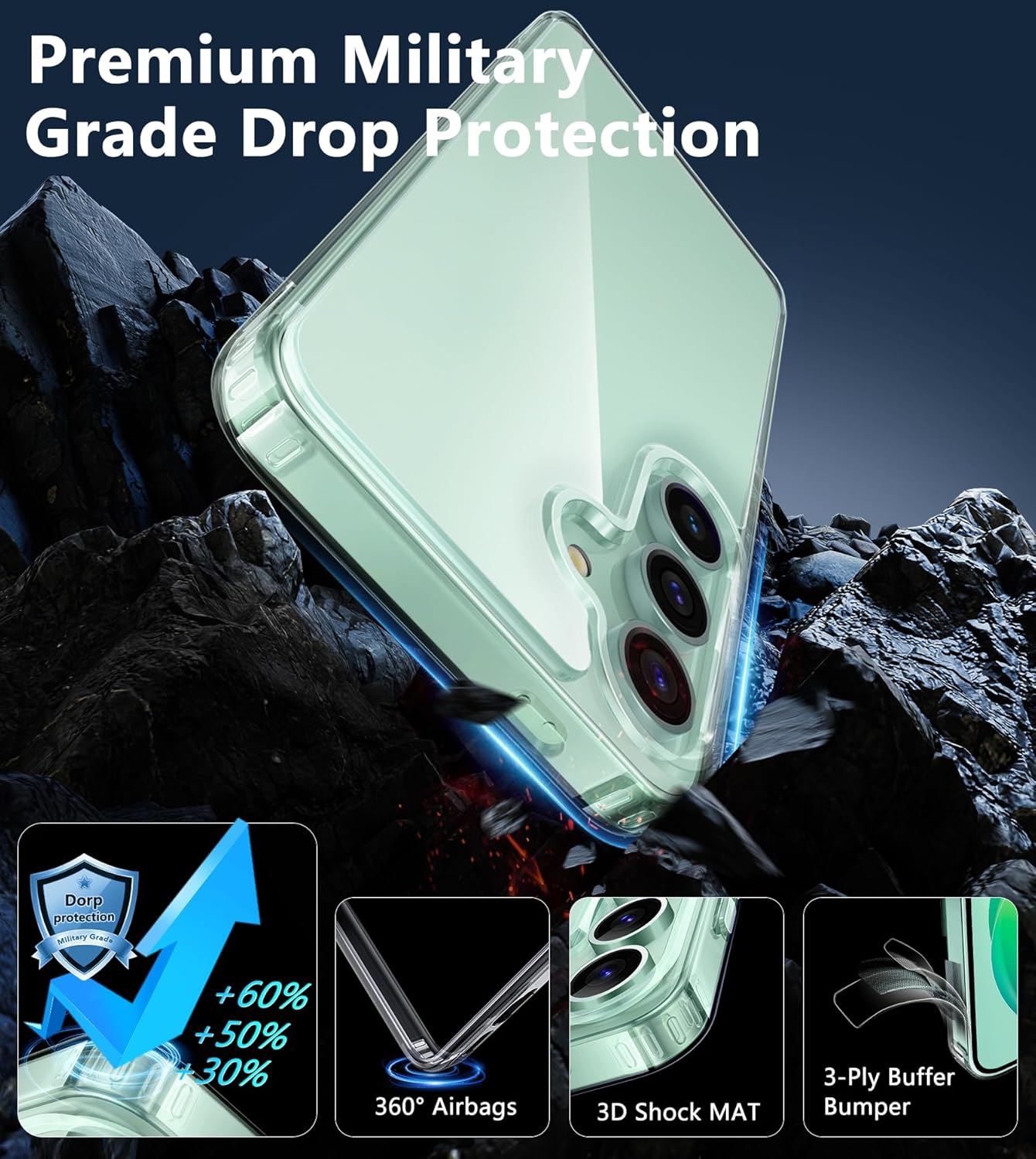 FNTCASE Clear Case for Samsung Galaxy S24-Plus S24+ S25 Plus S25+ Phone Cover | Military Grade, Shockproof, Anti Yellowing, Slim, Protective, Rugged, for S24Plus
