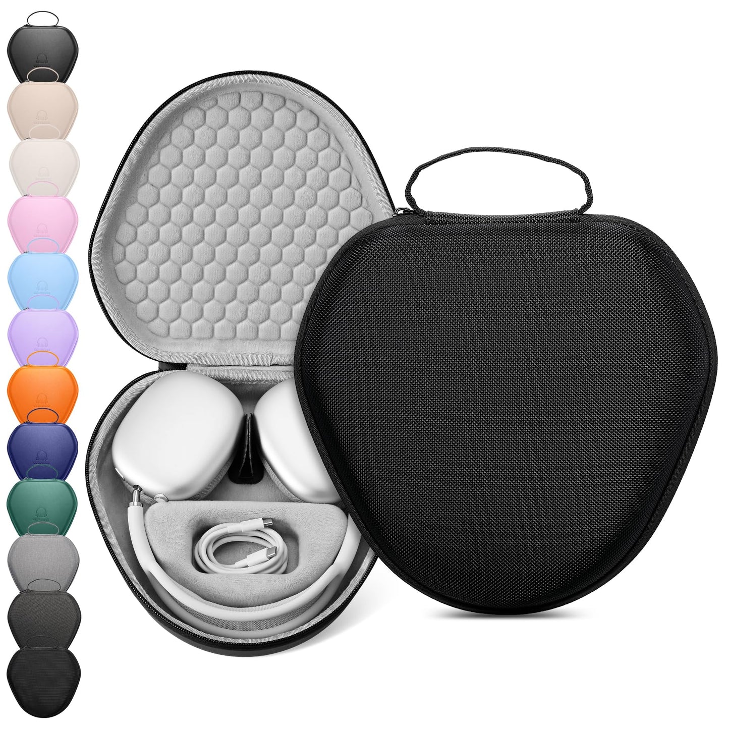 for Airpods Max Case Cover,Smart Case with Sleep Mode Made by Air pods,Compatible with Apple AirPod Max,Protective Carry Travel Cover AirPod Pro Max Cases,Headphone,Black