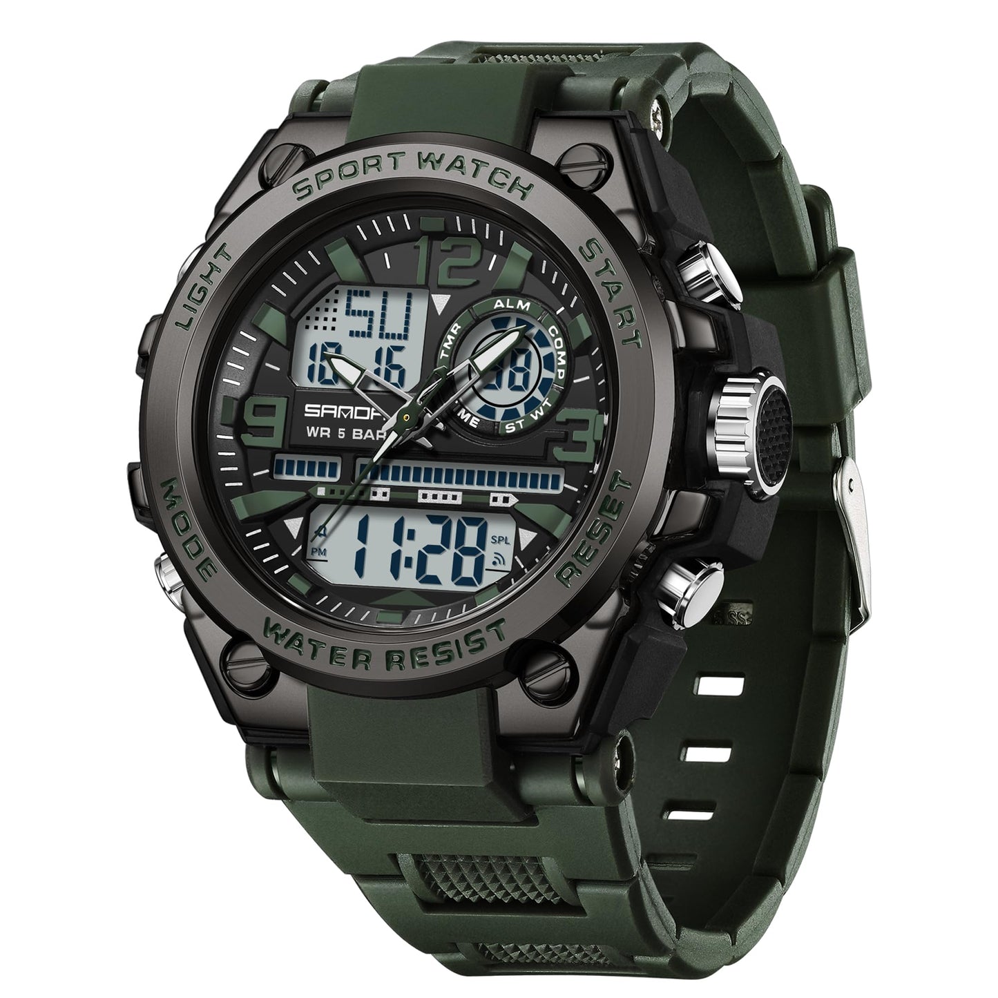 KXAITO Men's Watches Sports Outdoor Waterproof Military Watch Date Multi Function Tactics LED Alarm Stopwatch