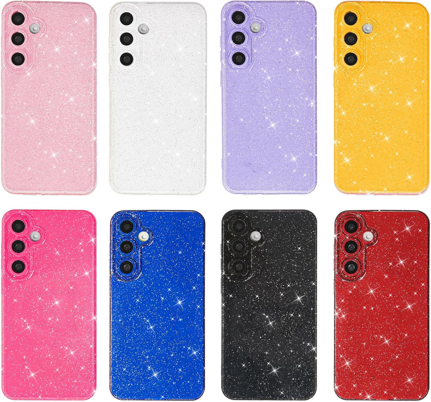 for Samsung Galaxy S24 Plus/ S25 Plus Phone Case Glitter Sparkly, Girly Cute Bling Glittery Sparkle, Shiny Shimmer Glossy Jelly Bright Silicone Slim Case for Women & Camera Cover, Light Pink