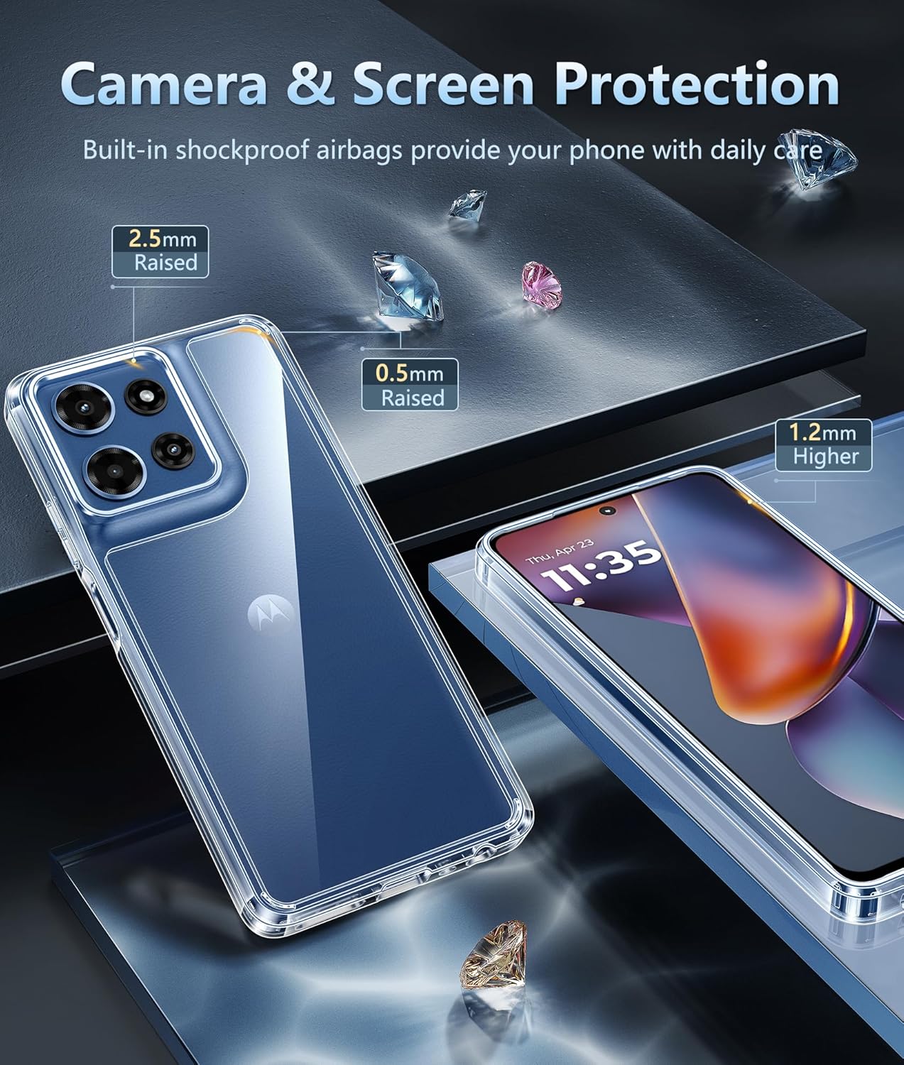 FNTCASE for Motorola Moto G 2025 Case: Military Drop Protection Anti Yellowing Cell Phone Cover - Rugged Shockproof Protective Transparent Slim Cases for Moto G 5G 2025 (Clear)