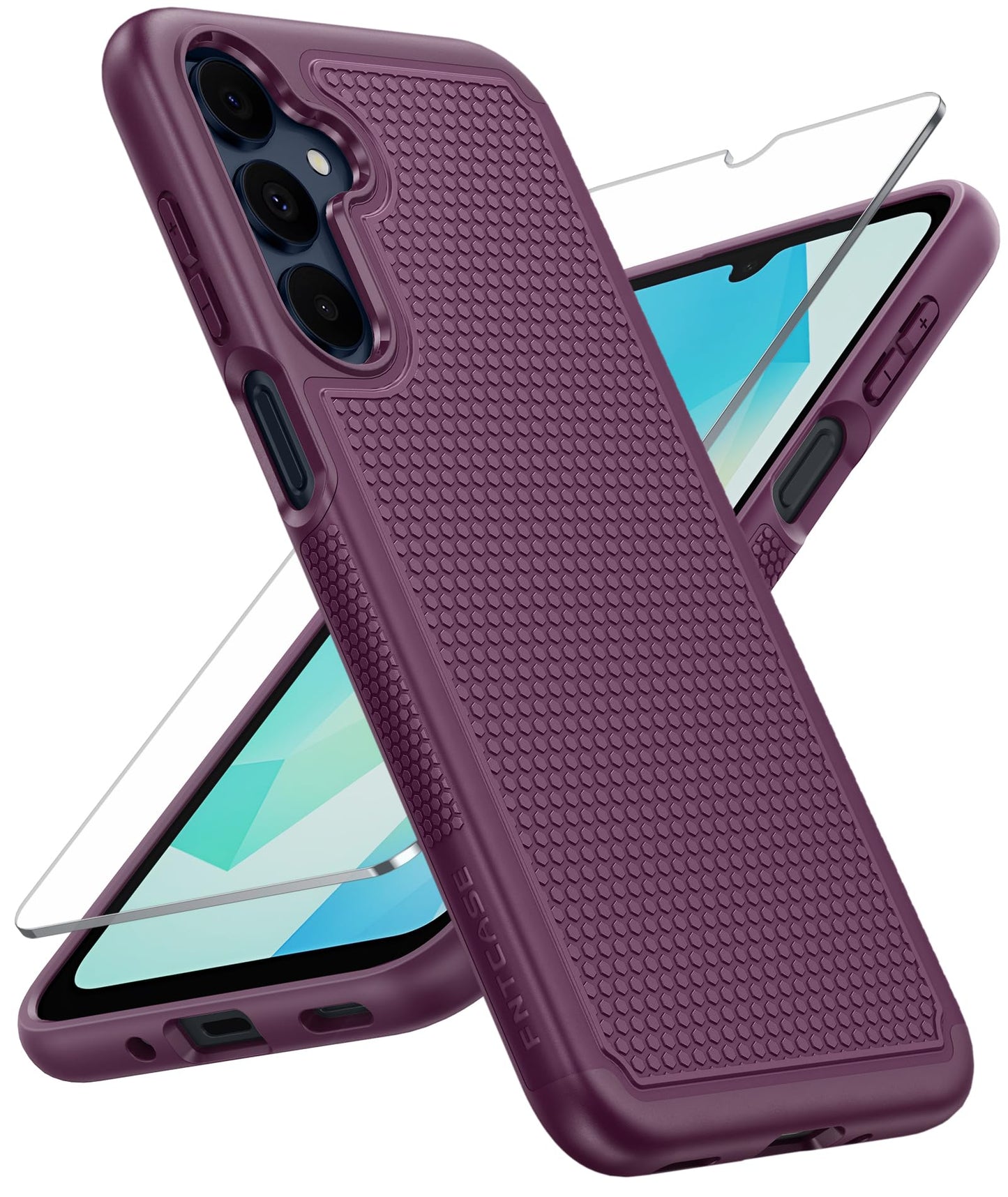 FNTCASE for Samsung Galaxy A15-5G Case: Dual Layer Protective Heavy Duty Cell Phone Cover Shockproof Rugged with Non Slip Textured Back - Military Protection Bumper Tough - 2024, 6.5inch Black