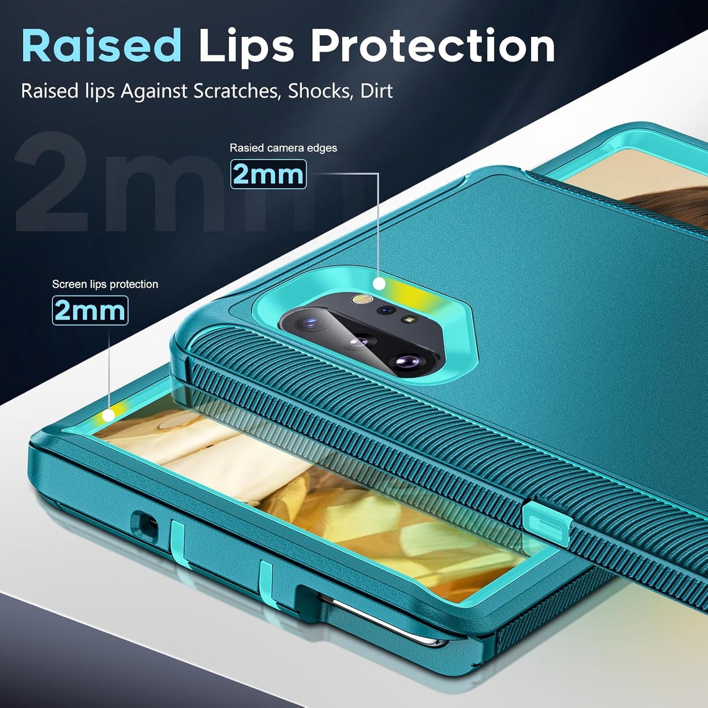 LeYi Compatible for Samsung Galaxy Note 10 Plus Case: Heavy Duty 3 in 1 Note 10 Plus Phone Case, Military Grade Shockproof Phone Case Cover for Samsung Note 10 Plus, Teal