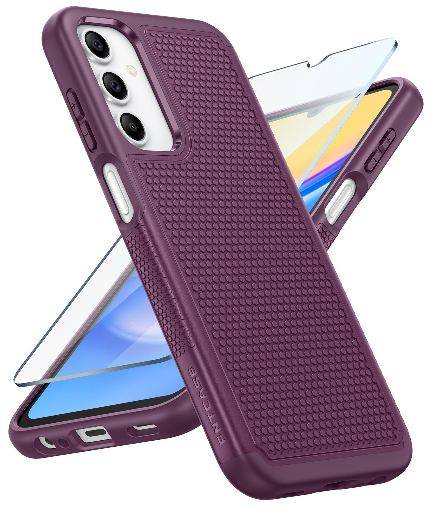 FNTCASE for Samsung Galaxy A15-5G Case: Dual Layer Protective Heavy Duty Cell Phone Cover Shockproof Rugged with Non Slip Textured Back - Military Protection Bumper Tough - 2024, 6.5inch Black