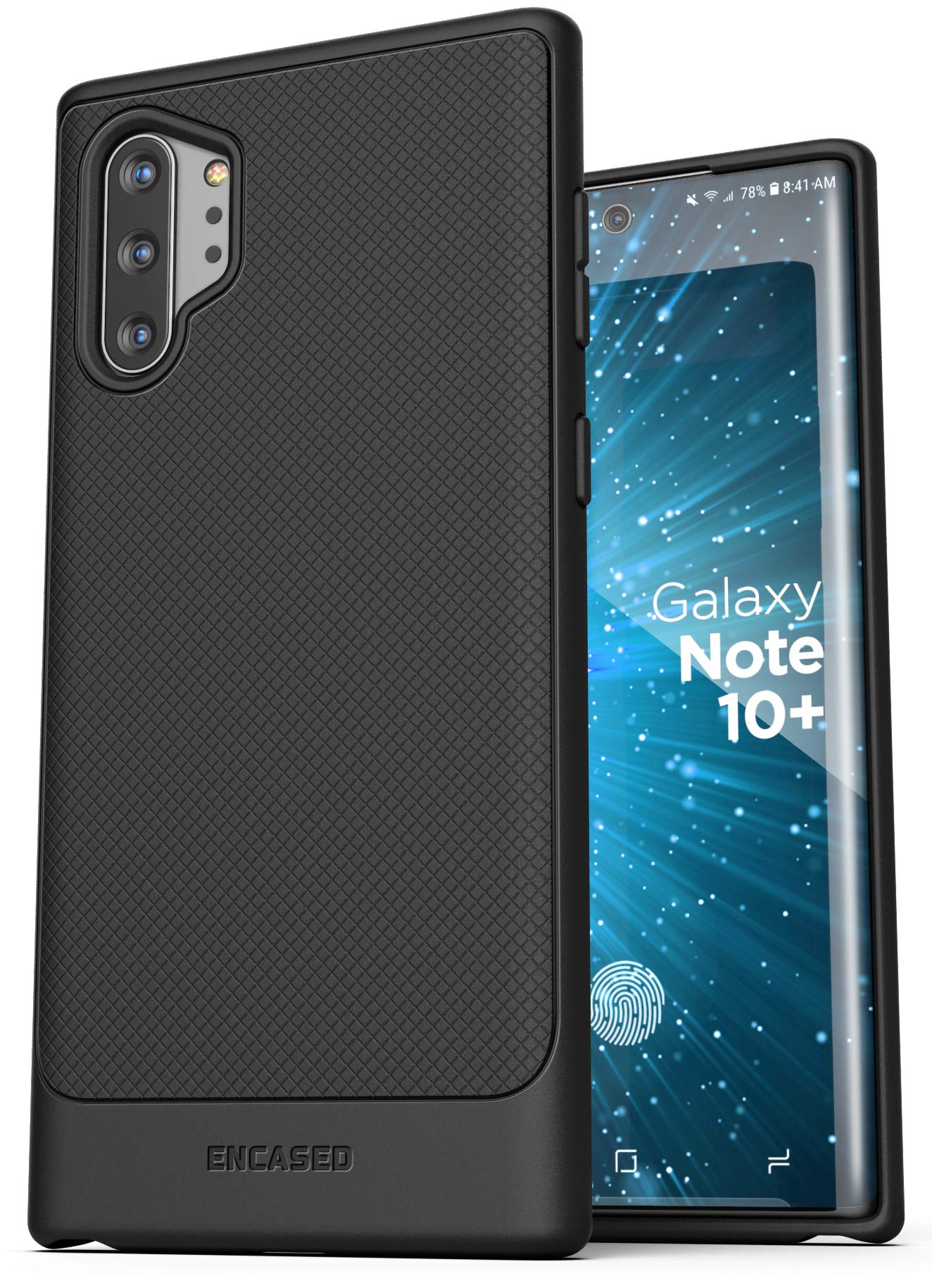 ENCASED Galaxy Note 10 Case (Thin Armor) Slim Flexible Grip Phone Cover (Samsung Note 10) Black (Note 10)