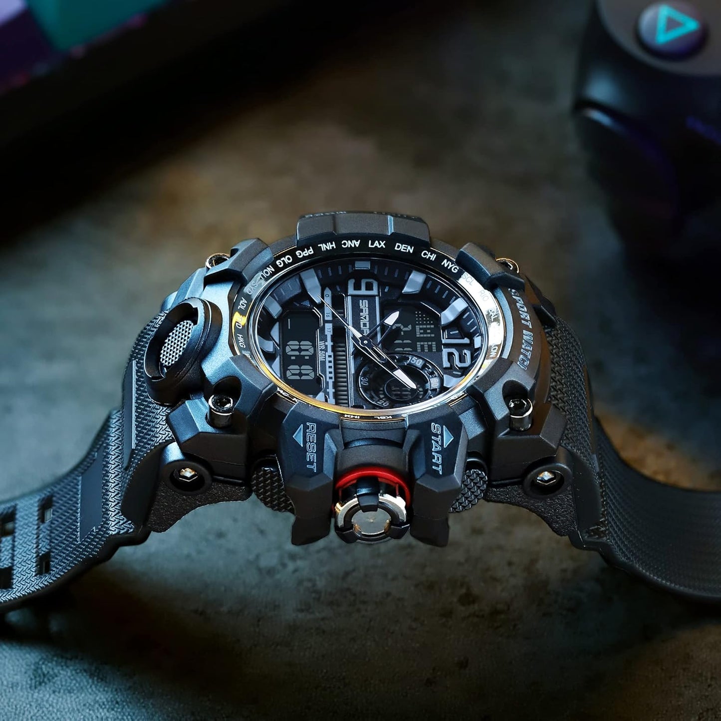 KXAITO Men's Watches Sports Outdoor Waterproof Military Watch Date Multi Function Tactics LED Face Alarm Stopwatch for Men 3133