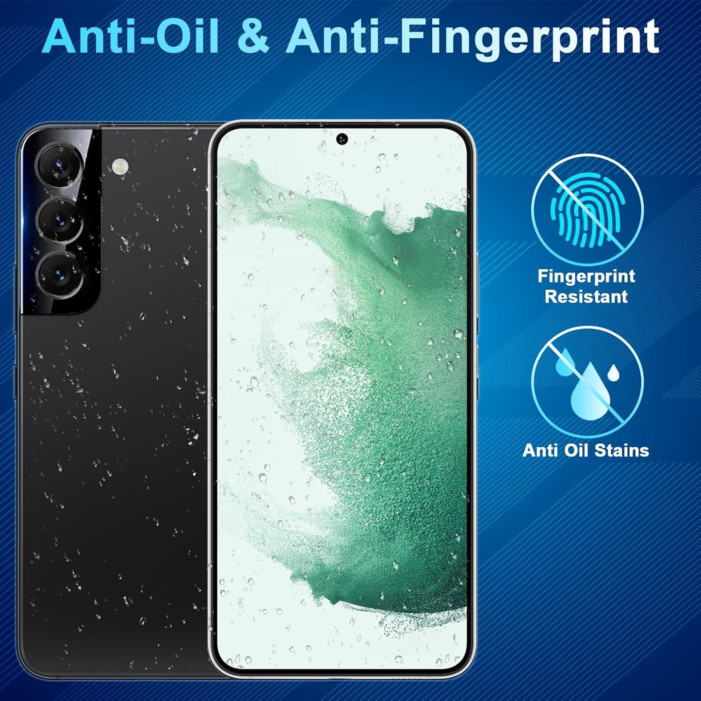 [2+2 Pack Privacy Screen Protector Compatible with Galaxy S22 Plus 5G, 2 Tempered Glass with 2 Camera Lens Protectors - HD Clear - Bubble-Free - Anti-Spy - Scratch Resistant