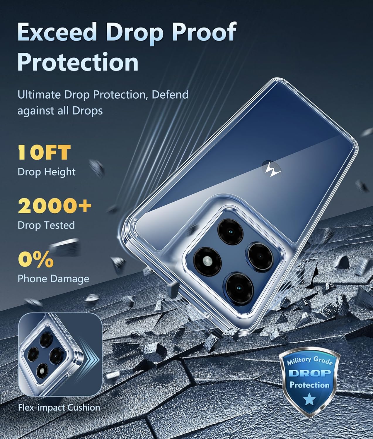 FNTCASE for Motorola Moto-G Stylus-5G-2025 Case: Military Grade Drop Protection Anti Yellowing Cell Phone Cover - Rugged Shockproof Protective Bumper Transparent Cases(Clear)