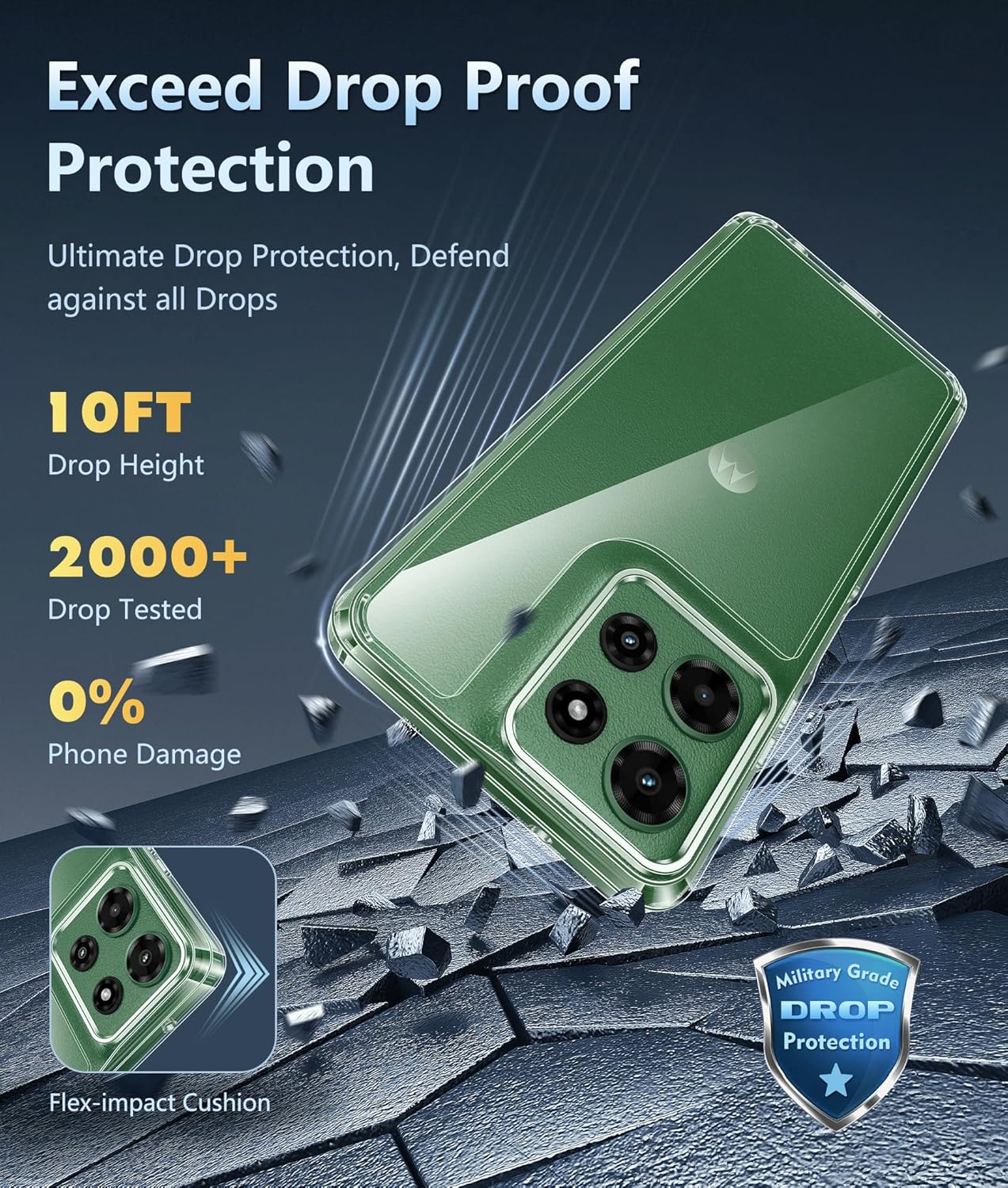 FNTCASE for Motorola Moto G-Power-5G-2025 Case: Military Grade Drop Protection Anti Yellowing Cell Phone Cover - Rugged Shockproof Protective Bumper Transparent Cases(Clear)