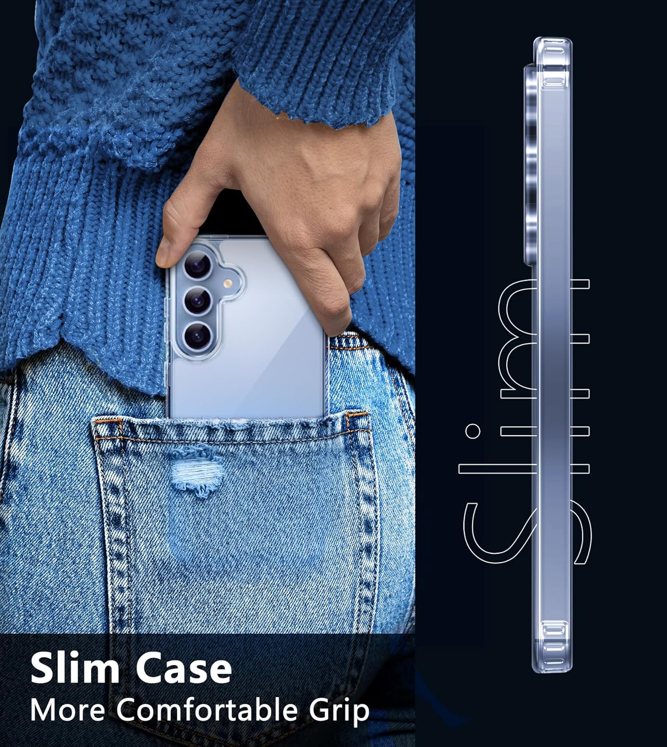 FNTCASE Clear Case for Samsung Galaxy S24 Cell Phone Cover | Anti Yellowing, Military Grade Protection, Slim Phone Cases, Shockproof, Scratch-Resistant, Transparent, 6.2 inch