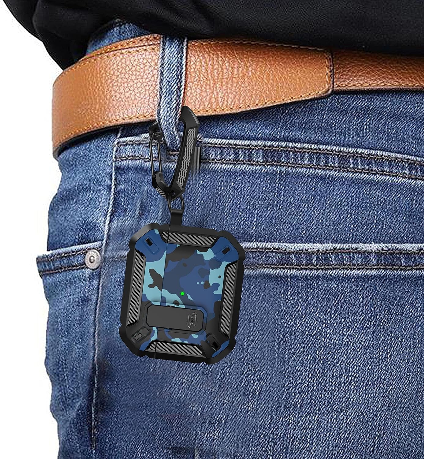 for Airpods 3Rd Generation Case, Airpods 3 Case Cover with Lock Airpod3 Generation Protective Cases Gen 3 Shockproof Cover with Keychain Compatible with Apple Airpod 3Rd Generation, Blue Camo