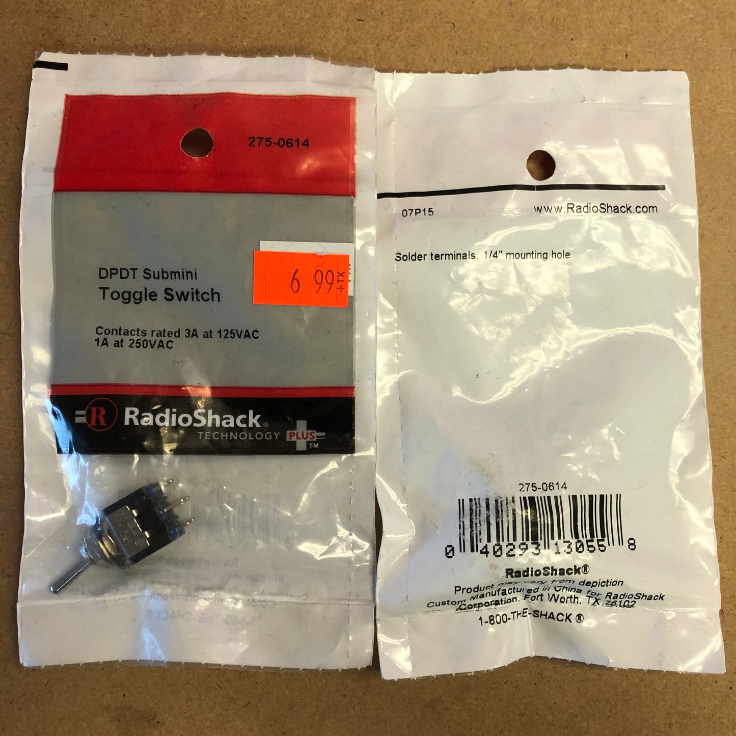 RadioShack DPDT Submini Toggle Switch