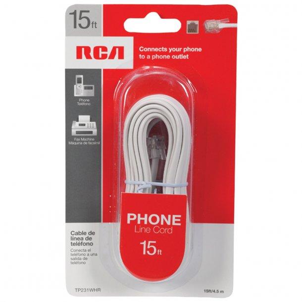 White Phone Line Cord (15ft)
