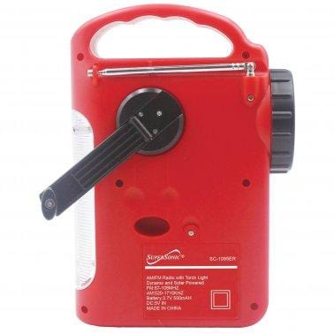 SUPERSONIC 5-Way Emergency Solar/Hand Crank Radio with Flashlight