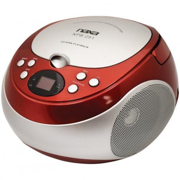 NAXA Portable CD Player with AM/FM Radio (Red)
