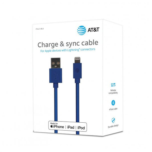 AT&T 4-Foot PVC Charge and Sync Lightning® Cable (Blue)
