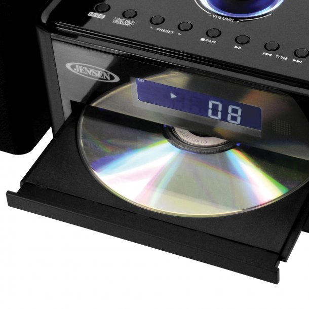 JENSEN JBS-210 3-Piece Stereo 4-Watt-RMS CD Music System with Bluetooth®, Digital AM/FM Receiver, 2 Speakers, and Remote